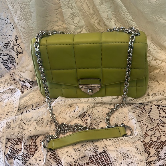 Michael Kors Soho Leather Quilted Chain Shoulder Bag in Lime Green - Picture 4 of 16